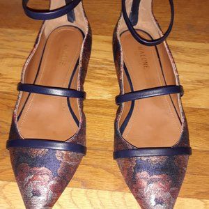 Malone Souliers Mary Jane Floral Jacquard Pointed Toe Flats Size 38